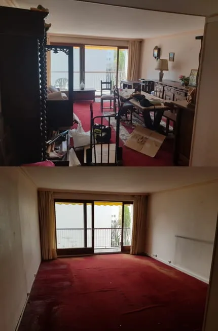 Chambre avant et après débarras complet